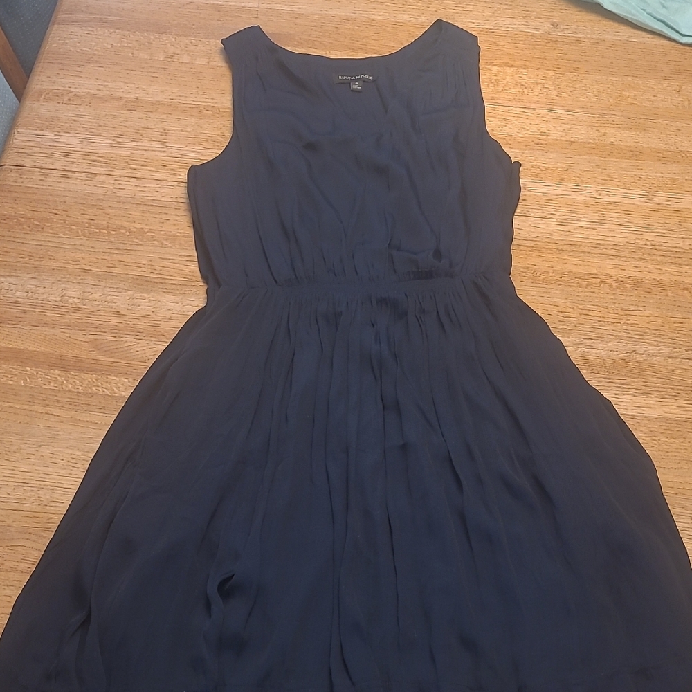 Banana Republic Navy Blue Midi Dress with Pockets.